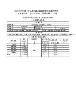 2012年安徽省安庆市某小学运动场市政工程造价经济指标
