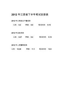 2012年江西省下半年考试安排表