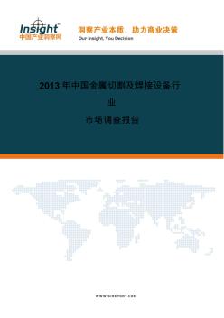 2013-2017年中国金属切割及焊接设备行业深度调研及投资前景预测报告