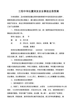 2013下三阳中学处置突发安全事故预案2