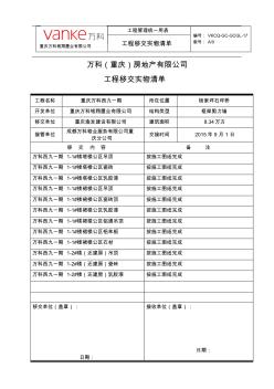 2015裝修工程移交實(shí)物清單份