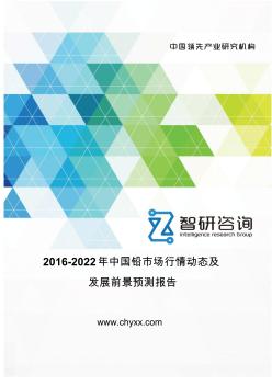 2016-2022年中国铅市场行情动态及发展前景预测报告
