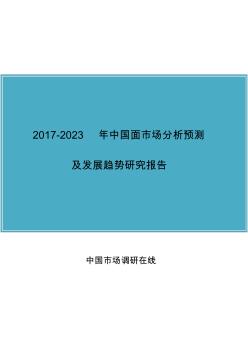 2017年版中国面市场分析报告目录