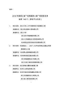 2018年度浙江省优秀园林工程奖获奖名单