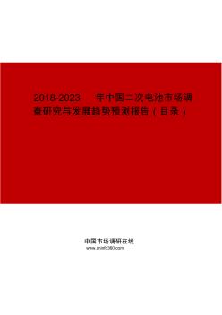 2019-2023年中国二次电池市场调查研究与发展趋势预测报告目录