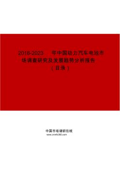 2019-2023年中国动力汽车电池市场调查研究及发展趋势分析报告目录