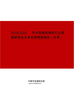 2019-2023年中国涤纯棉布行业深度研究及未来走势预测报告目录