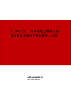 2019-2023年中国电池材料行业研究分析及发展趋势预测报告目录
