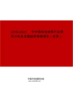 2019-2023年中國電池材料行業(yè)研究分析及發(fā)展趨勢預(yù)測報告目錄