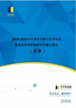 2019-2025年中国导光板现状分析及市场前景预测(目录)