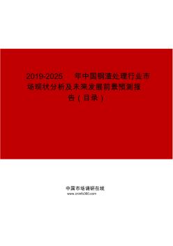 2019-2025年中國鋼渣處理行業(yè)市場現(xiàn)狀分析及未來發(fā)展前景預(yù)測報(bào)告目錄