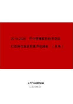 2019年中国橡胶轮胎市场运行态势与投资前景评估报告目录