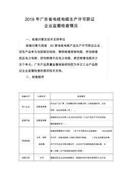2019年广东电线电缆生产许可获证