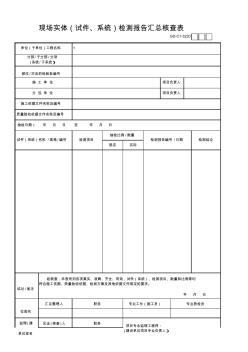 20、现场实体(试件、系统)检测报告汇总核查表