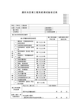 299通风与空调工程系统调试验收记录