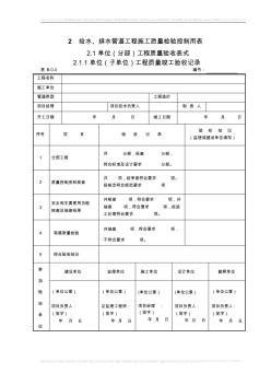 2、給水排水管道工程施工質(zhì)量檢驗控制用表