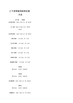 2千多種裝飾材料價格大全