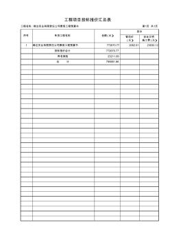 2工程項目投標報價匯總表