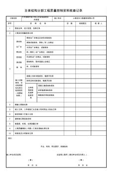 3#主体结构分部工程质量控制资料核查记录