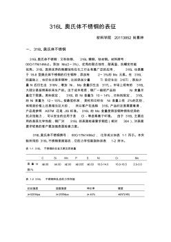 316L奧氏體不銹鋼的表征資料