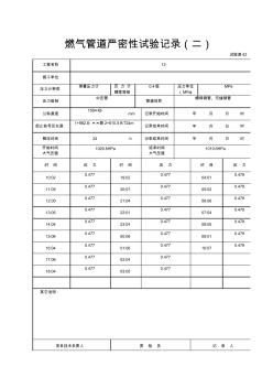 42燃?xì)夤艿绹?yán)密性試驗(yàn)記錄(二)