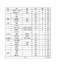 46装修主材家具预算表