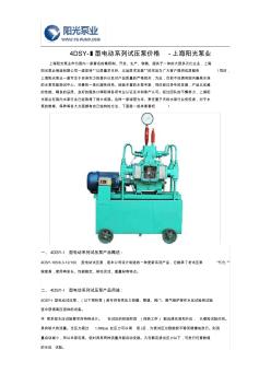 4DSY-Ⅰ型电动系列试压泵价格-上海阳光泵业