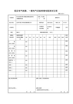 7低壓電氣線路、照明配電箱絕緣電阻測(cè)試記錄(津資K-D4-1)