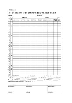 C02-60砖、砂、防水材料、门窗、预制构件质量保证书及试验报告汇总表