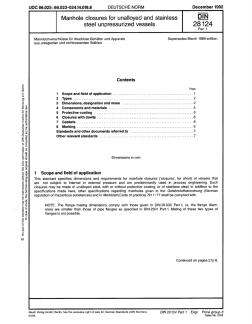 DIN28124-1-1992非合金钢和不锈钢制非压力容器和工艺装置用人孔盖