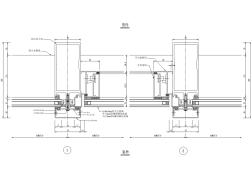 dt-13竖明横隐幕墙开启扇横剖节点图