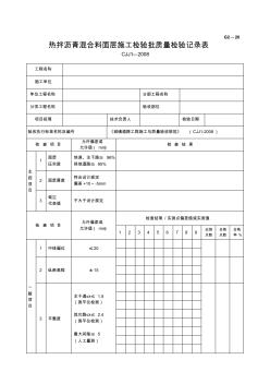 G2—20热拌沥青混合料面层施工检验批质量检验记录