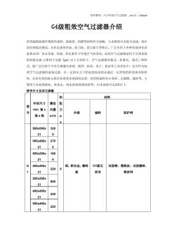 G4级粗效空气过滤器知识介绍