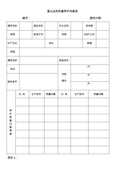 GSP重点品种质量养护档案表