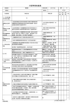ISO9001：2015內(nèi)部審核檢查表含審核記錄(含附屬各部門全套EXCEL表)