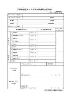 JJ189门窗玻璃安装工程检验批质量验收记录表