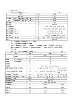 KYN28-12开关柜技术参数表