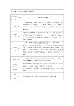 LED太阳能路灯技术参数表