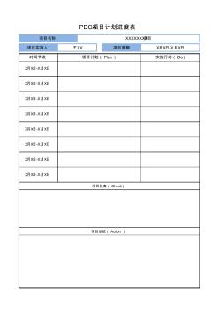 PDCA项目计划进度表