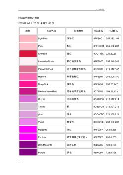 RGB各种颜色对照表