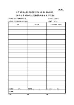 S619-1無機(jī)結(jié)合料穩(wěn)定土無側(cè)限抗壓強(qiáng)度評定表