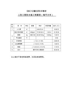 SBC120复合防水卷材人防工程预算400g