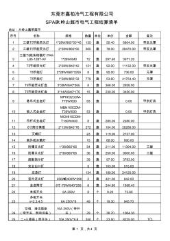 SPAR大嶺山超市電氣工程結(jié)算清單