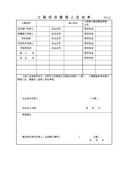 TJ1.2工程项目管理人员名单澄江分局