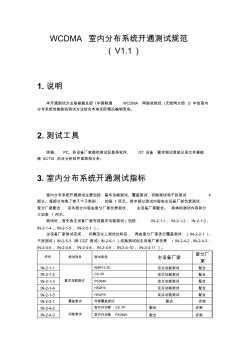 WCDMA室内分布系统开通测试规范(V1.1)