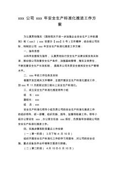 xxx公司安全生产标准化推进工作方案