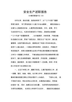 XX镇XXX安全生产述职报告