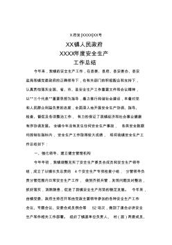 XX镇人民政府XXXX年年度安全生产工作总结