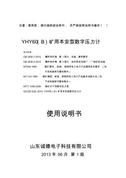 YHY60(B)矿用本安型数字压力计说明书三通道