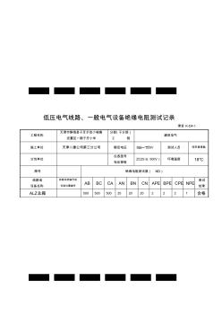 [整理]7低壓電氣線路、照明配電箱絕緣電阻測試記錄津資K-D4-1